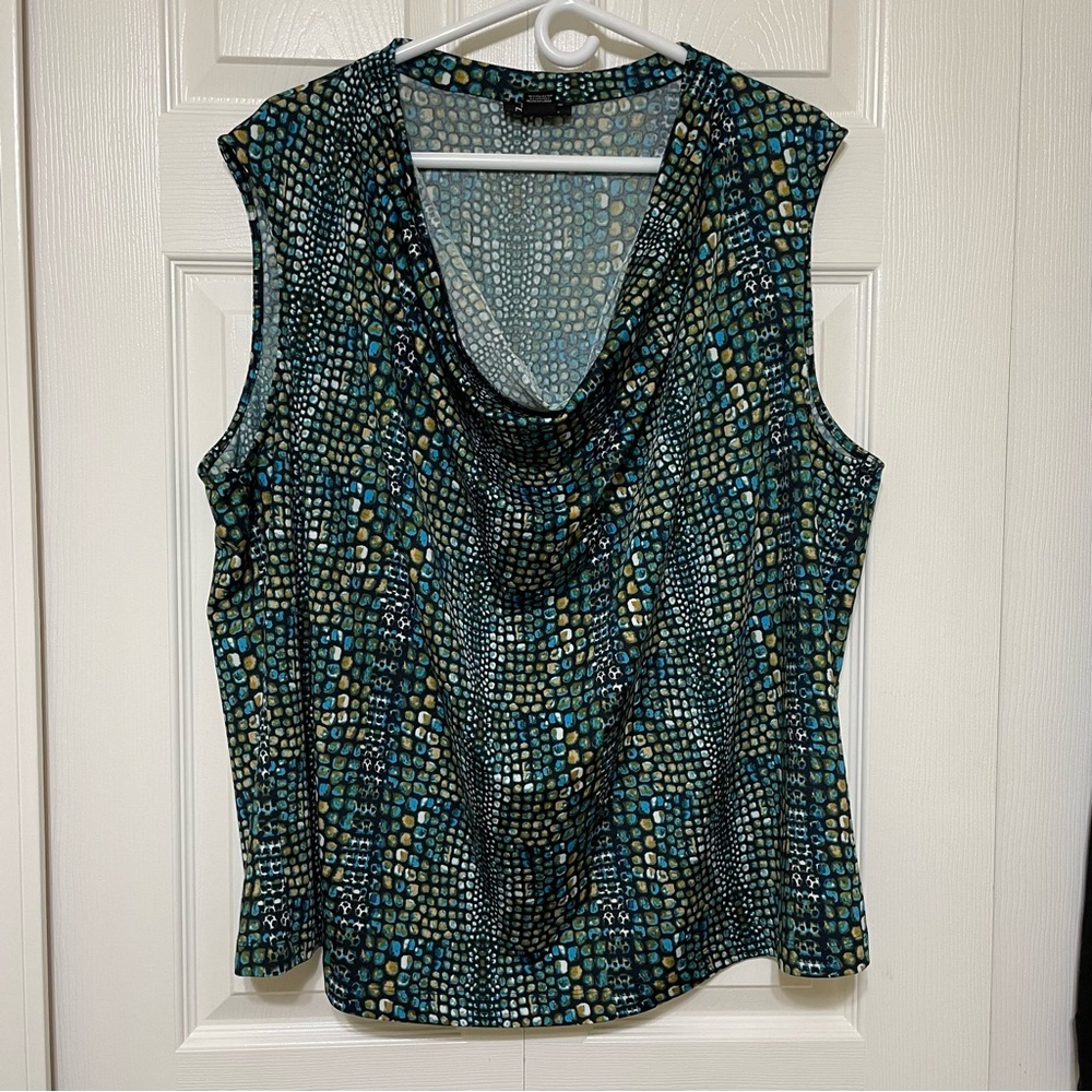 Nue Options Multicolored Draped Sleeveless Blouse